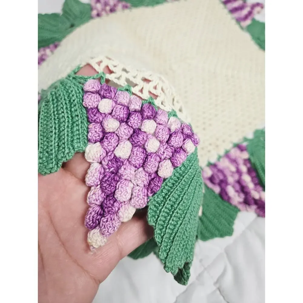 Vintage Crocheted Doily With Grape Clusters 21